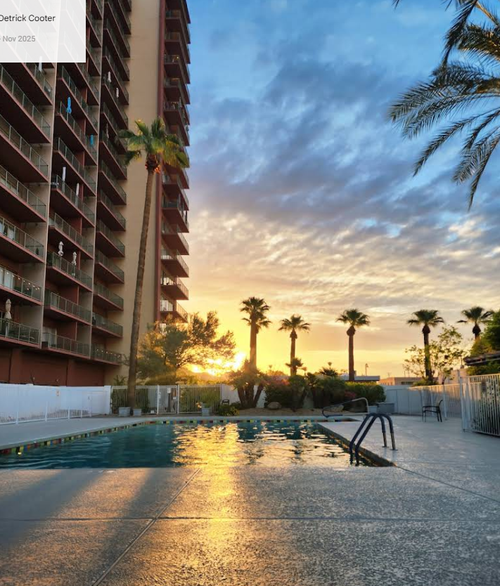 Sunset over the pool deck